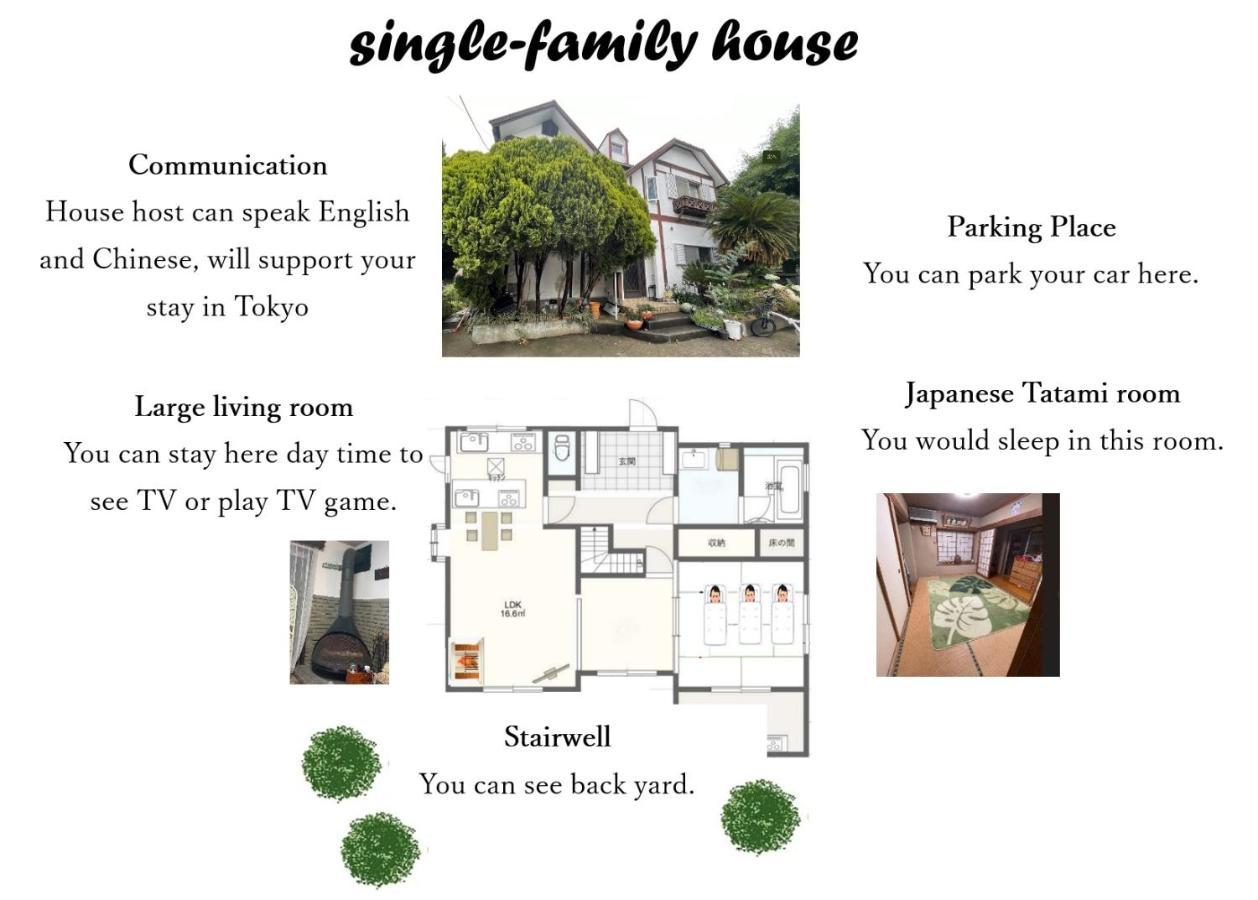 Tatami Room & Living Room Equipped With Multinational Tv And Fire, Bbq Corner In Tokyo Downtown House ภายนอก รูปภาพ